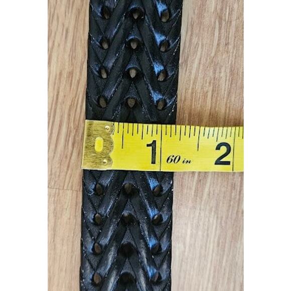 Perry Ellis Men's Portfolio Braided Black Belt Cowhide Leather Size 36 Inch - Picture 4 of 8